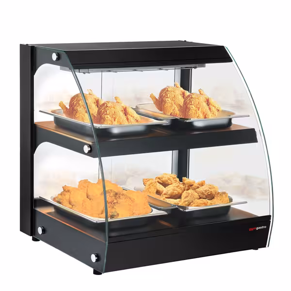 Warmhaltevitrine - 650mm - 560 Watt - mit 2 Ablagen - Schwarz