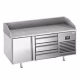 Commercial Pizza Prep Counter - Granite Top PREMIUM PLUS - 1490x700mm - with 1 doors & 3 dough drawers - incl. refrigerated topping unit - 8x GN