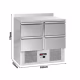 Koelwerkbank ECO - 900x700mm - met 4 lades - opstand