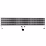 Stainless Steel Channel Drain - AISI 304 - 1200x300mm - low-profile - side outlet - Ø70mm - removable grate/strainer