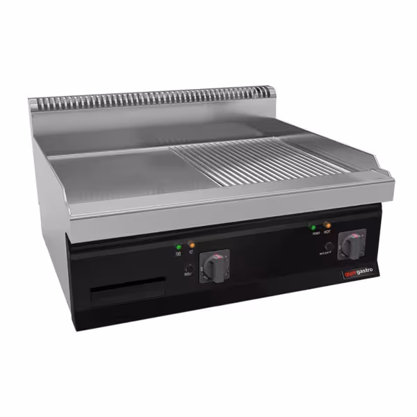 Elektrikli Pleyt Izgara - 13,8kW - Yarı Oluklu - Pişirme Yüzeyi: 795x535mm