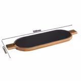 (6 kom) Daska za posluživanje - FUSIONA - set od 2 dijela - s uklj. naturschiefer ploča - akacijevo drvo - 500x150x(h)20 mm - ovalno; složivi