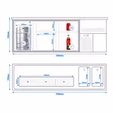 Banco spillatura birra Premium PLUS - 2500x700mm - 1 porta e 4 cassetti