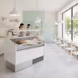 Ice Cream Serve Over Counter | LEVI - 1620mm - Static cooling - with LED lighting - for 9+9 x 5 litres Napoli pans - White