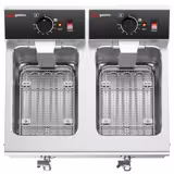 Elektrische dubbele friteuse - 8+8 liter - 6,5kW - Handmatig - met aftapkraan