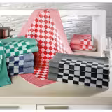 (12 pcs) Dishcloth made of Cotton Checked - 65x65cm - Black / White checked
