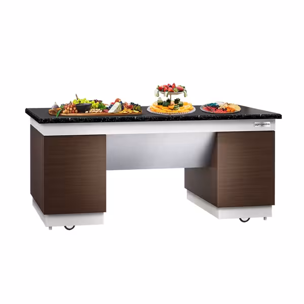 Elemento neutro | Piano di lavoro in granito - 2000x1000x900mm - nero | con 4 porte soft-close | mobile | con 4 ruote - incl. 4 ruote