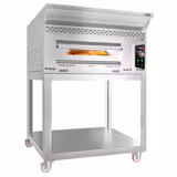 Commercial Gas Pizza Oven – 1-deck - 9x Ø34 cm - manual - hood + stand + castors