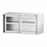 خزانة حائط ستانلس ستيل - 1000x400mm - مع باب زجاجي انزلاقي - ارتفاع 650 mm
