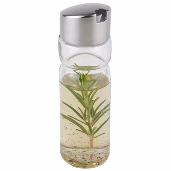 (6 stuks) oliefles/azijnfles - glas; rvs deksel - vaatwasmachinebestendig - Hoogte: 160mm - Transparant