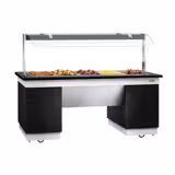 Banco buffet professionale caldo DUBLINO - 2000mm - con bagnomaria - su ruote - per 5x GN 1/1 - Nero - Self Service