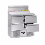 Mesa saladette de preparación Compacta ECO - 900x700mm - con 4 cajones - para 5x GN 1/6