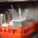 Cutlery Basket - 105x105x140mm - Grey - for up to 50 glass drinking straws