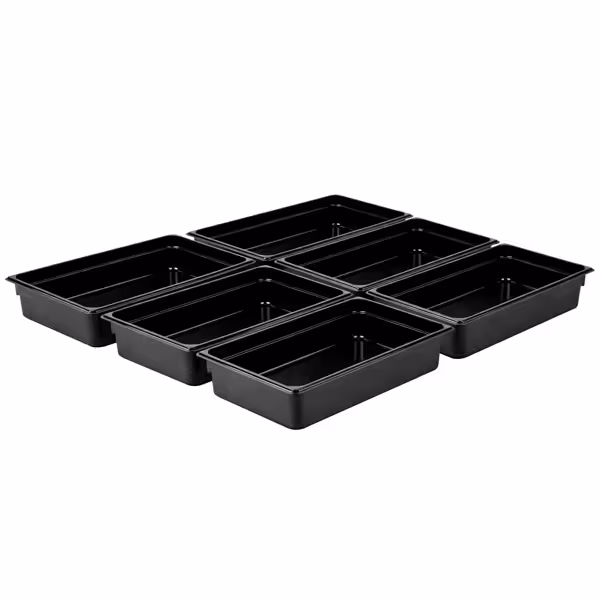 (6 pcs) Polycarbonate Gastronorm Container GN 1/1 - Black - 13L - Depth: 100mm