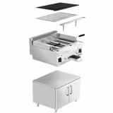 Gas lavasteengrill - 10,6kW - Kantelbaar grillrooster - Staand model - RVS - incl. onderstel