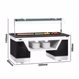 Koud buffet toonbank BELFAST - 2000mm - met koelplaat & Wielen