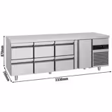 Rashladni pult PREMIUM - 2330x700 mm - 632 l - Ventilirano hlađenje - s 1 vrata - s 6 ladica - bez podignutog ruba