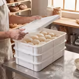 9-tlg Teigbehälter-Set - 8 Behälter & 1 Deckel - EN 600x400 - Höhe: 100mm - Polypropylen - Weiß