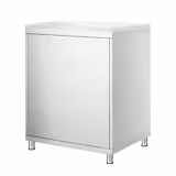 Edelstahl Arbeitsschrank PREMIUM - 600x600mm - mit Flügeltür - inkl. Schneideplatte Weiß