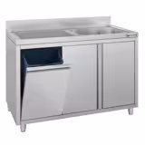Commercial Sink Cabinet - 1200x600mm - with waste bin & 1 bowl right-hand