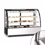 Witryna chłodnicza cukiernicza - 633L - 1800mm - podwójne przeszklenie - okrągła - z 3 półkami - z oświetleniem LED