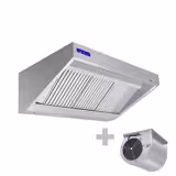 Wandafzuigkap RVS - 900mm diep - 1600mm - met motor - compleet - met standen snelheidsregelaar, 3 labyrintfilters en verlichting - 1300m³/u