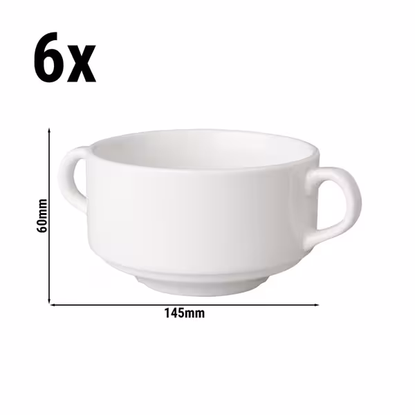 (6 szt.) Budgetline Miska na zupę z uszami sztaplowana Mammoet - Ø145mm - 300ml - Biały