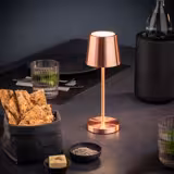 (4 ks) Stolní LED lampa - MERLE MINI - nabíjecí - IP54 - stmívatelná ve 3 krocích - Ø 90 mm - měď