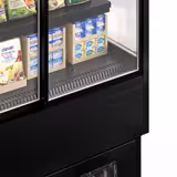 Expositor mural refrigerado para supermercado - 1500mm - 493L - com 2 portas de correr em vidro & 3 prateleiras - traseira fechada - Preto