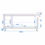Dulap de lucru inox PREMIUM - 1800x700mm -cu 3 sertare pe stânga