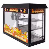 Commercial Popcorn Machine with Nacho Warmer - 1.70kW - 5kg/h - with 3 heated shelves - Black