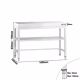 Edelstahl Arbeitstisch PREMIUM - 1000x700mm - mit Grundboden & Verstrebung