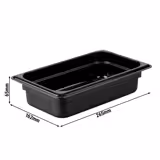 (6 pcs) Polycarbonate Container GN 1/4 - Black - 1.7L - Depth: 65mm 