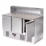 Commercial Saladette Counter ECO - 1368mm - 402L - 3 doors - open top for 8 x GN 1/6 & stainless steel hinged lid