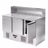 Commercial Saladette Counter ECO - 1368mm - 402L - 3 doors - open top for 8 x GN 1/6 & stainless steel hinged lid