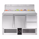 Přípravný chladicí stůl PREMIUM - 1368x700 mm - 2 dveře & 2 zásuvky - pro 8× GN 1/6