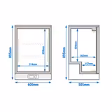 Bar refrigerator - 600mm - 130 liters - with 1 glass swing door - Black outside & inside  