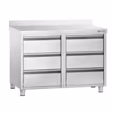 Cassettiera PREMIUM - in acciaio inox AISI 304 - con 6 cassetti e alzatina - 1000x700mm