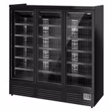 Supermarkt-Wandvrieskast - 1890mm - 1539 liter - van -18 tot -22 °C - met 3 dubbelglas glazen draaideuren & 5 schappen - zwart