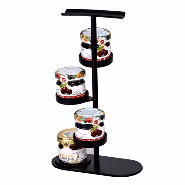 (4 stuks) Etagère - zwart gecoat RVS - 4-laags - 140x60mm - Hoogte: 230mm