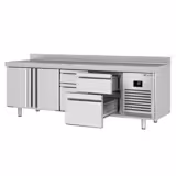 Table réfrigérée Premium PLUS - 2452x600 mm - avec 2 portes - 4 tiroirs - avec dosseret