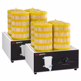 Set of 2 commercial dumpling & dim sum steamers - 2.5 kW - manual - incl. 32 bamboo baskets & 8 lids
