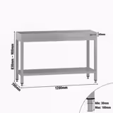 Mesa de trabalho em aço inoxidável ECO - 1200x700mm - com prateleira inferior & com travessas de reforço