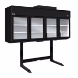 Commercial multideck display freezer - 2500mm - 1244L - with 4 double‑glazed hinged glass doors & 6 shelves - incl. island freezer - Black