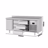 Rashladni pult PREMIUM PLUS - 1960x600 mm - 385 l - s 1 vrata - s 6 ladica - Ventilirano hlađenje - Podignuti rub