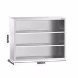 Edelstahl Wandhängeschrank PREMIUM - 1200x400mm - ohne Schiebetür - 1000mm hoch