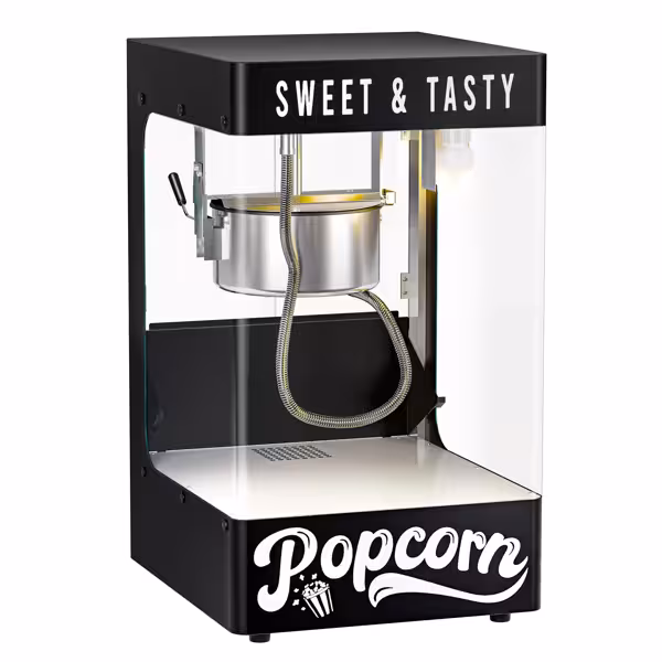 Popcorn Mısır Patlatma Makinesi PROFESYONEL - Set Üstü - 1,31kW - 5kg/sa - 1 kazanlı - Siyah
