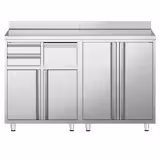 2x Tavoli armadiati per macchina da caffè - 800x600mm - con ante battenti, cassetti, battifiltro e alzatina