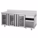 Soğutmalı tezgah PREMIUM - 1865x700mm - 3 kapılı - cam kapılı - fanlı soğutma; dijital termostat; içten motorlu; GN 1/1 uyumlu; EVCO display; soft-closing - çalışma yüzeyi arkadan yükseltili