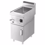 Bain marie – elektromos - 400 mm - 1,2 kW - 1x GN 1/3 és 1x GN 1/2 - leeresztőcsappal - tartóállvánnyal - alsó szekrénnyel, 1 ajtóval
